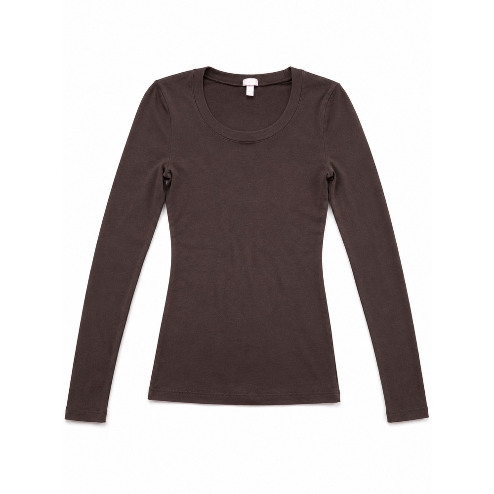 Halogen‎ Brown Long Sleeve Scoop Neck Stretch Top Women's Size (S) - Picture 2 of 6